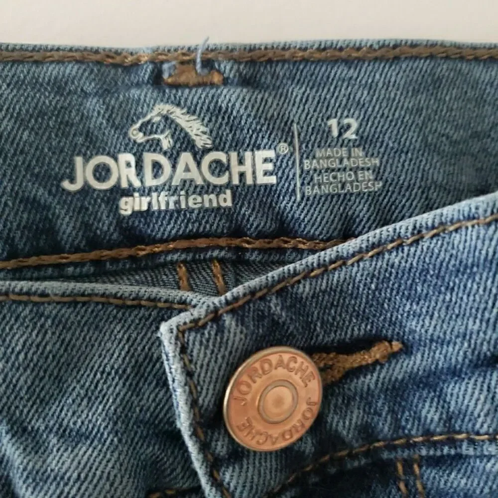 Girls Youth Blue Jeans Distressed Ripped Frayed Jordache Skinny Size 12 25/23